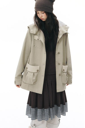 Hooded Patchwork Workwear Jacket