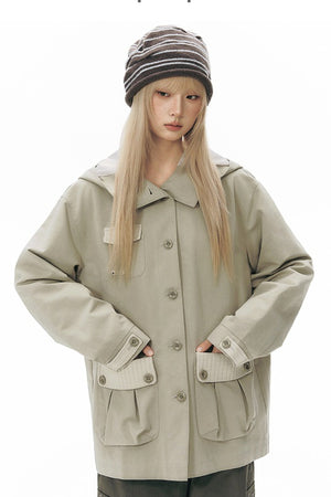 Hooded Patchwork Workwear Jacket