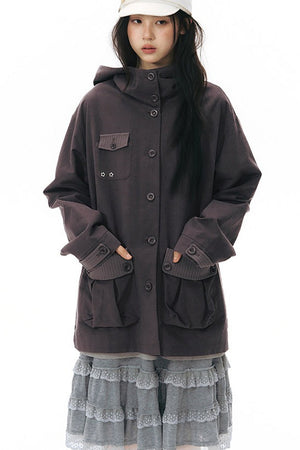 Hooded Patchwork Workwear Jacket