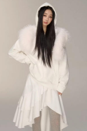 Hooded Rhinestone Fleece Top