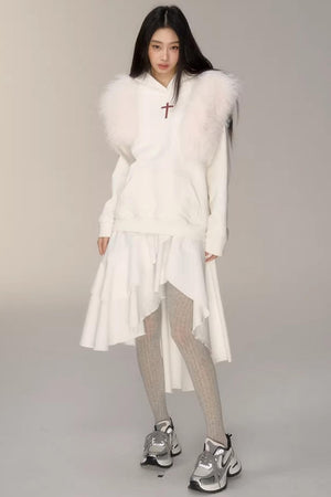 Hooded Rhinestone Fleece Top