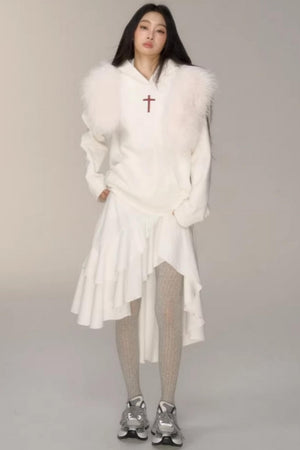 Hooded Rhinestone Fleece Top