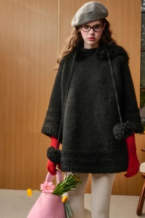Hooded Wool Cape Dress