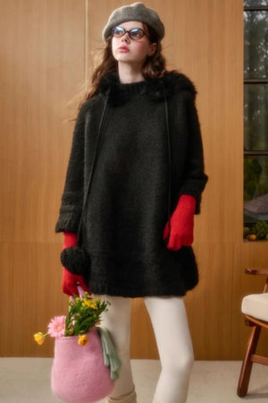 Hooded Wool Cape Dress
