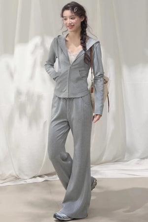 Hooded Zipper Sweatshirt Set-Up