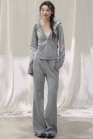 Hooded Zipper Sweatshirt Set-Up
