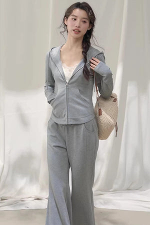 Hooded Zipper Sweatshirt Set-Up