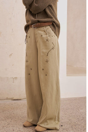 Hot Diamond Loose Wide-Leg Pants