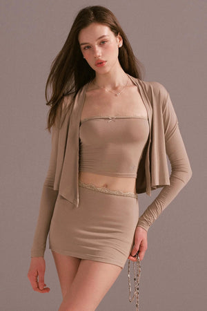 Hot Girl Draped Cardigan Jacket Set-Up