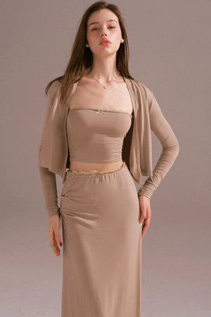 Hot Girl Draped Cardigan Jacket Set-Up