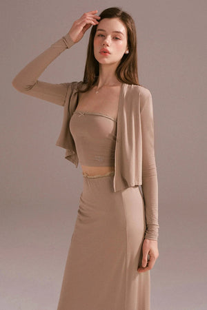 Hot Girl Draped Cardigan Jacket Set-Up