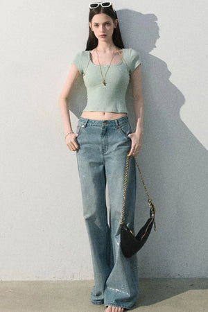 Ice Mint Jacquard Lace Top