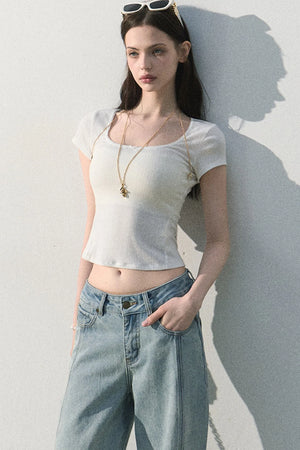 Ice Mint Jacquard Lace Top
