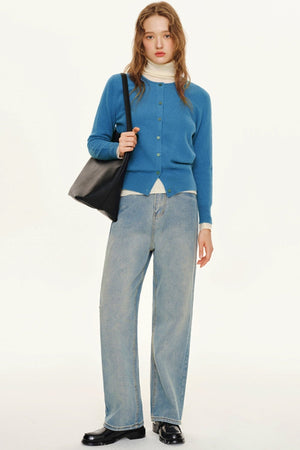Imported Merino Wool Long-Sleeve Cardigan