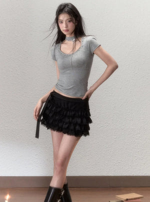 Industrial Strap Bow A-Line Skirt Set