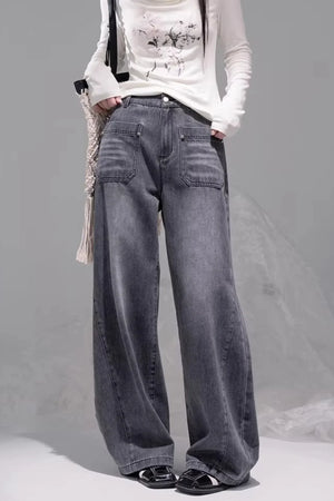 Ink Gray Washed Jeans