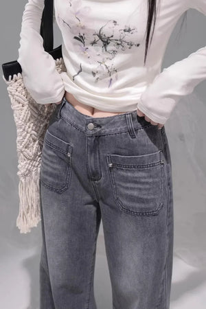 Ink Gray Washed Jeans