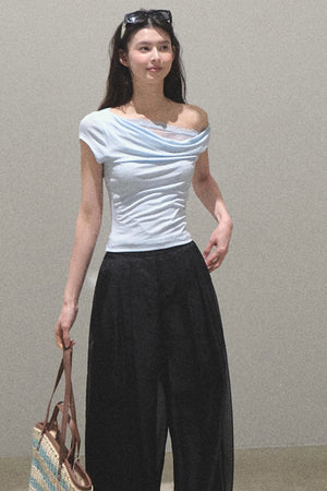 Iridescent Wide-Leg Trousers