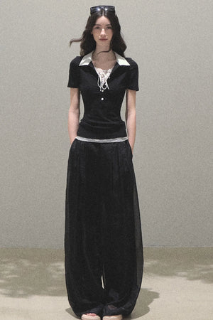 Iridescent Wide-Leg Trousers