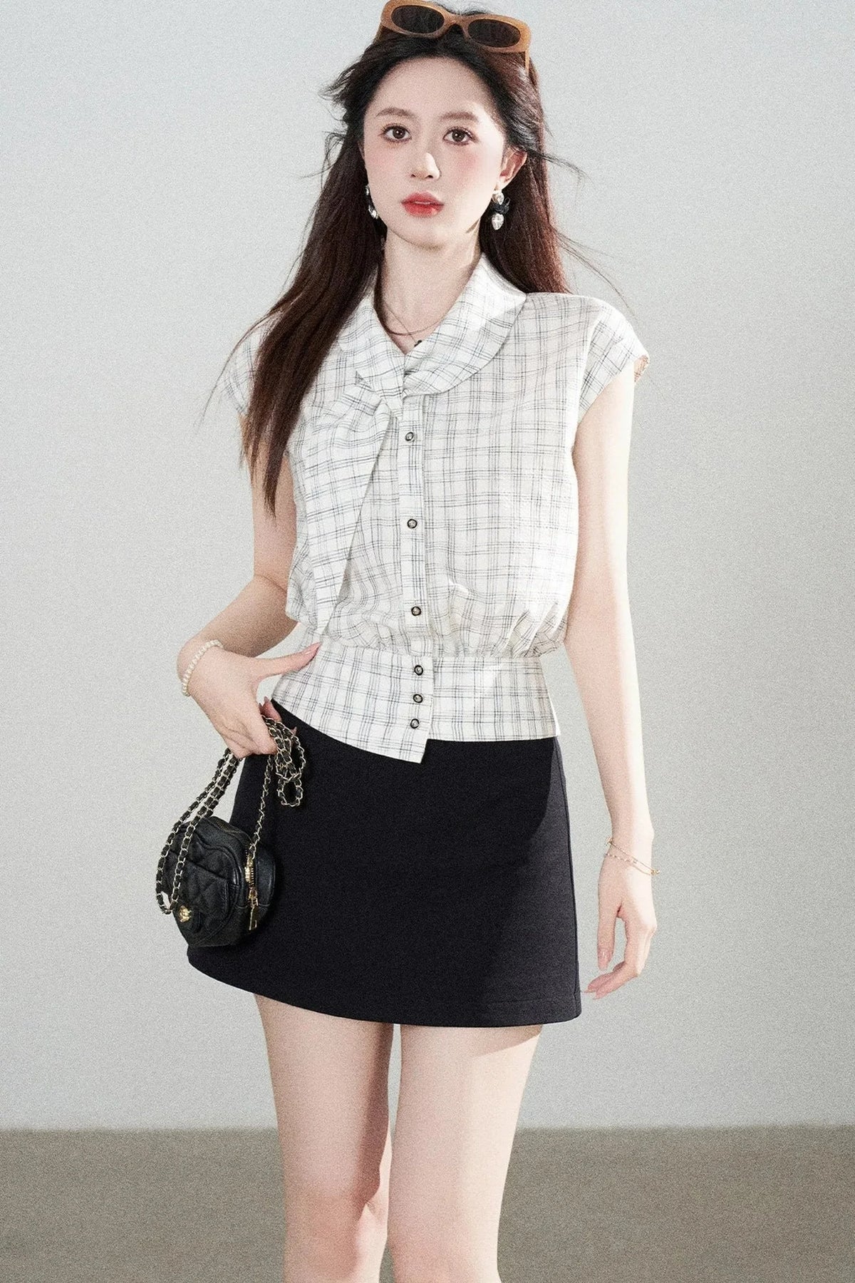 Irregular Black And White Plaid Shirt