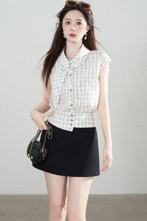 Irregular Black And White Plaid Shirt
