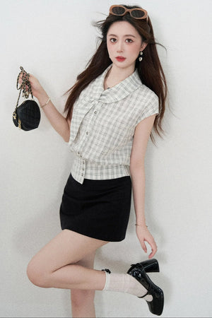 Irregular Black And White Plaid Shirt