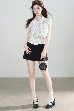 Irregular Black And White Plaid Shirt