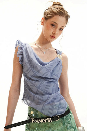 Irregular Collar Gauze Vest