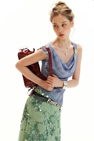 Irregular Collar Gauze Vest