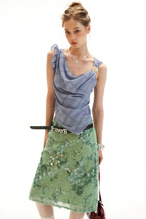 Irregular Collar Gauze Vest