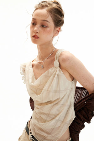 Irregular Collar Gauze Vest