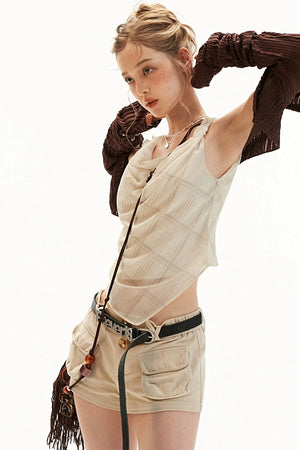 Irregular Collar Gauze Vest