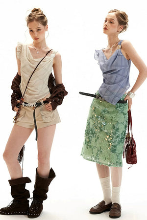 Irregular Collar Gauze Vest