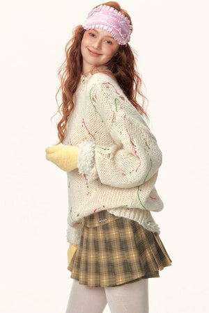 Irregular Color-Block Knit Sweater