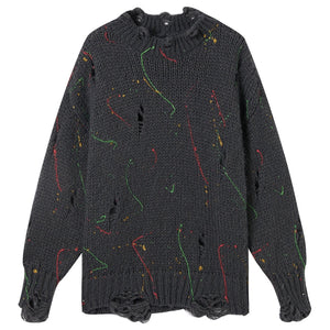 Irregular Color-Block Knit Sweater