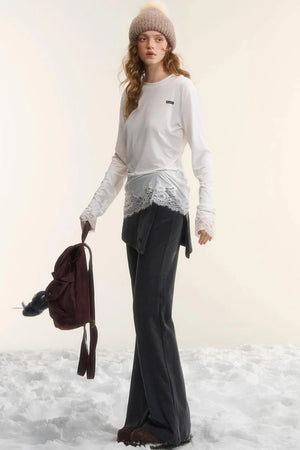 Irregular Flared Knit Pants