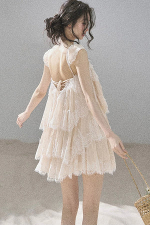 Irregular French Lace Mesh Top Set-Up