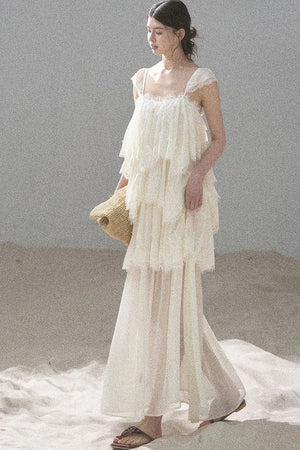 Irregular French Lace Mesh Top Set-Up