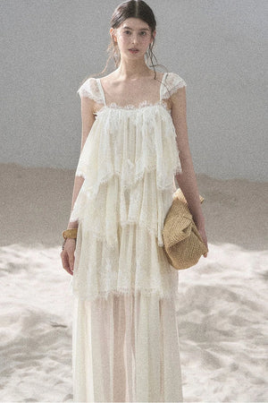Irregular French Lace Mesh Top Set-Up