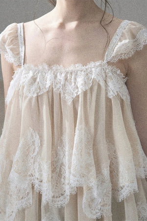 Irregular French Lace Mesh Top Set-Up