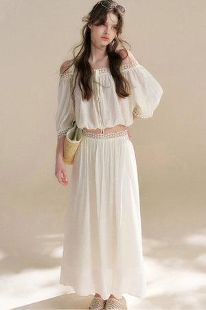 Irregular French Lace Off-Shoulder Set-Up
