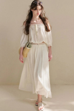 Irregular French Lace Off-Shoulder Set-Up