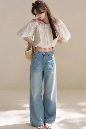Irregular French Lace Off-Shoulder Set-Up