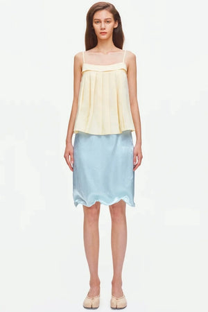 Irregular Hem Adjustable Drape Mid-Length Skirt