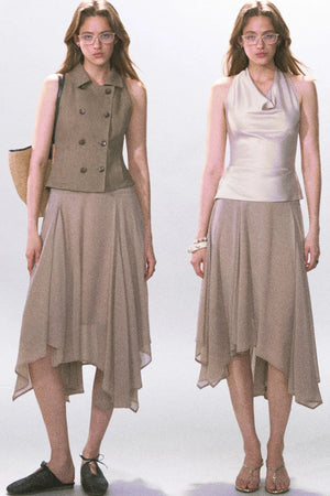 Irregular Hem Chiffon Skirt