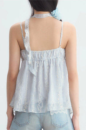 Irregular Hem Plaid Lace Camisole Top
