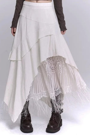 Irregular Hem Tassel Skirt