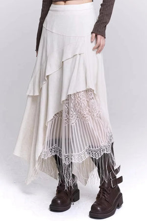 Irregular Hem Tassel Skirt