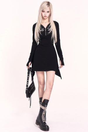 Irregular Hooded Sweatshirt Slimming Dress