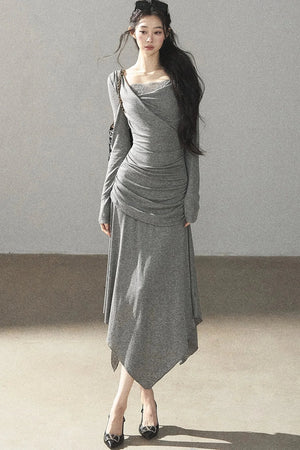 Irregular Knit Lace Dress